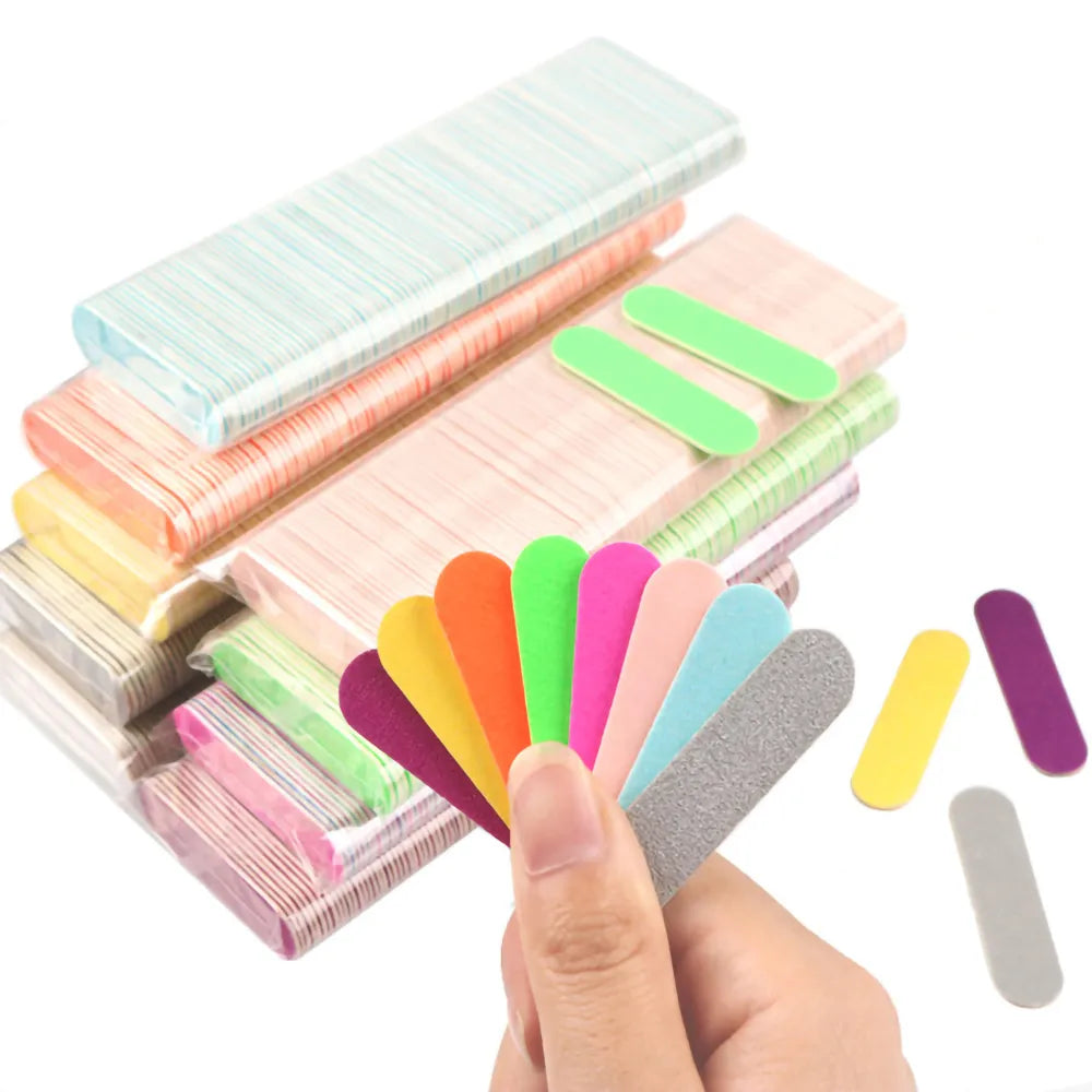 100Pcs/Lot,Double Side Disposable Mini Wooden Nail File,Grinding Polishing  Buffer Strips Manicure Care Tools,Size:5x1.3cm