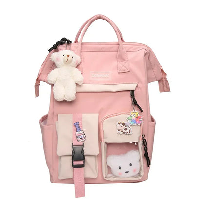 Aichashi BACK TO SCHOOL Women Candy Color Laptop Backpacks Cute Kawaii High School Bags for Teenage Girl Japanese Travel Camping Backpack