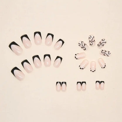 24 PCs Short French Heart Minimalist Nails with 1 Jelly Gel and 1 Nail File