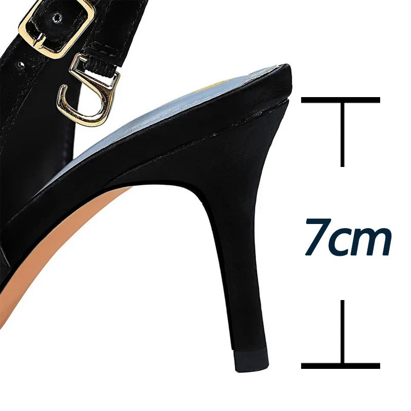 aichashi  -  Shoes Metal Kitten Heels Hollow High Heels Woman Pumps Sexy Party Shoes Women Heels Stiletto Women Sandals Plus Size 43