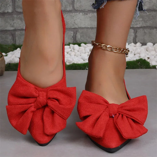 Aichashi 2024 New Summer Style Fashionable Comfortable and Versatile Women's Shoes Casual Simple Wear-resistant Flat Bottom Bow Shoes