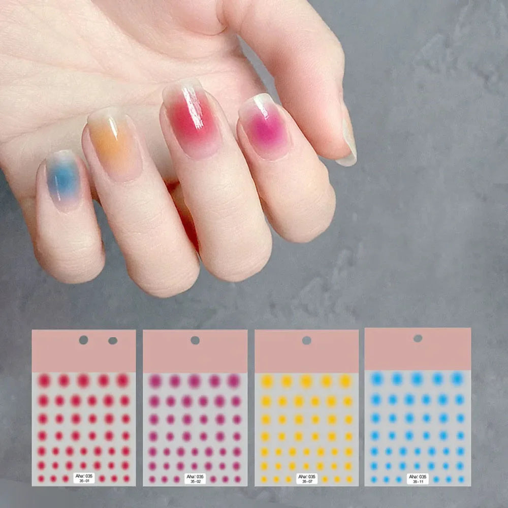 Aichashi 12 colors Pink Smudge Nail Sticker Blush Gradient Decals Sticker Self-Adhesive Translucent Waterproof Ultra-Thin 3D Nail Slider