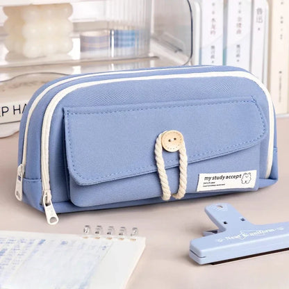 Aichashi BACK TO SCHOOL Pencil Case Large Capacity Pencil Pouch Handheld Pen Bag Cosmetic Portable Gift for Office School Teen Girl Boy Men Women Adult