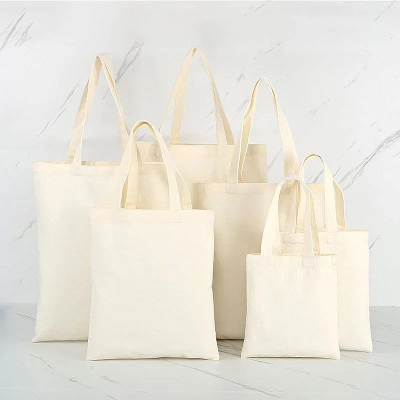 Aichashi Large Capacity Canvas Shopping Bags DIY Painting Pattern Handbag Folding Eco-friendly Cotton Tote Bags