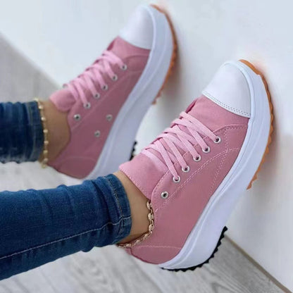 Aichashi New Woman Platform Sneakers Women Casual Shoes Female Canvas Shoes Tennis Ladies Shoes Chunky Sneakers Lace Up Shoe Plus Size