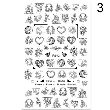 Aichashi 3D Nail Stickers Heart Love Geometry  for Nails Gold Letter stickers Face Gradient Adhesive Sticker Nail Design Art Decorations