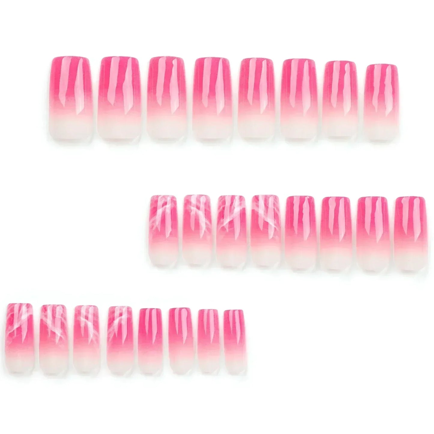 Black Lines White Beveled Edge French Long Square Fake Nails Fashion Detachable Finished False Nails Press on Nails with Glue