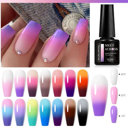 12PCS/Set 7ml Thermal Gel Nail Polish 3 Colors Changing Soak Off UV Gel Semi Permanant For Manicure Nail Art Kits