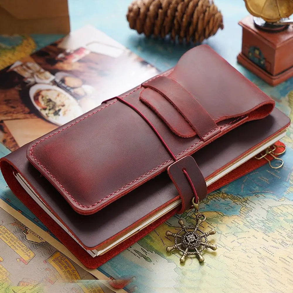 Aichashi Handmade Pen Bag From Cowhide Genuine Leather Retro Pencil Bag Vintage Style Pencil Case Storage Bag For Journal Travel Supplies