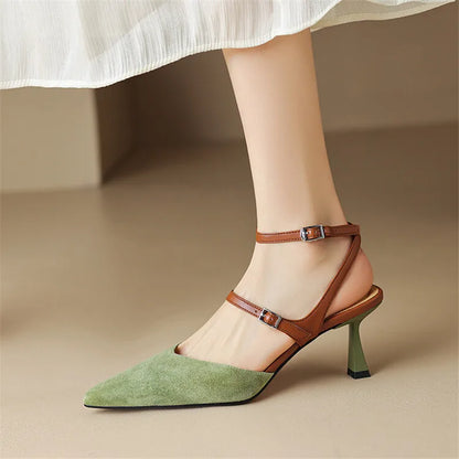 Aichashi New Sheep Suede Summer Sandals Pointed Toe Sandals Shoes for Women Handmade Women Sandals Zapatos De Mujer Gladiator Shoes