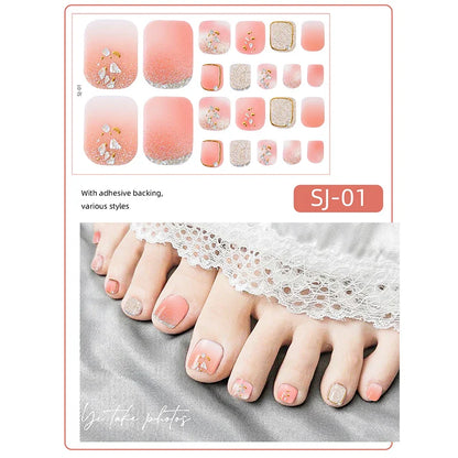 Aichashi 22 Tips Toe Nail Wraps Full Cover Nails Sticker Art Decorations Manicure Nail Vinyls Adhesive Nails Deco For Women Girls DIY