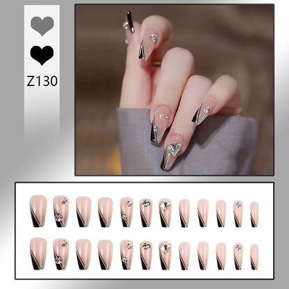 24pcs/box Fake Nails Short Detachable Finished Fingernails Ballet Wearable False Nails press on Square Head Full Cover Nails Tip