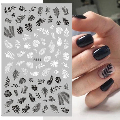 Aichashi 1PCS Black White Butterfly Laser Nail Stickers Y2K Nail Art Decoration Abstract Lines Bronzing Flowers Stickers For Nails