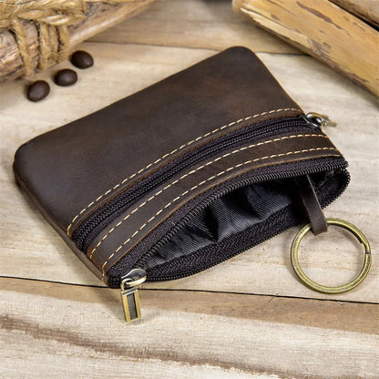 Aichashi Genuine Leather Zipper Coin Card Purse Real Leather Rfid Card Holder Clutch Wallets Slots For Men Women Mini Slim Purse