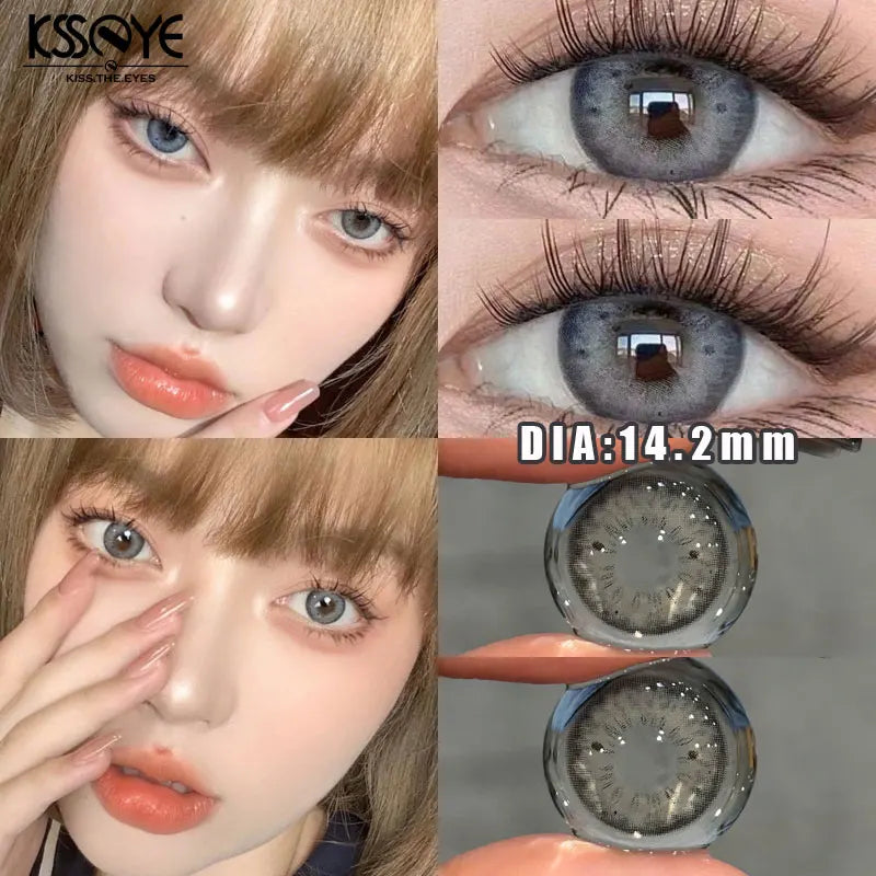 Aichashi 2Pcs Korean Nature Brown Colored Contact Lenses with Prescription Myopia Degree0.00-8.00 For 2024 New Lens Hot Sale