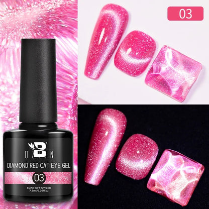 Aichashi 7.5ml Double Light Reflective Magnetic Gel Sparkling Rainbow Soak Off Semi Permanent Nail Art Disco Flashing Cat Eye Gel