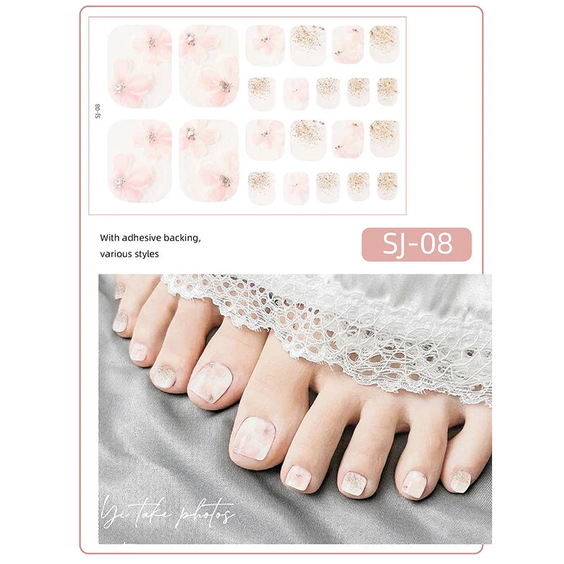 Aichashi 22 Tips Toe Nail Wraps Full Cover Nails Sticker Art Decorations Manicure Nail Vinyls Adhesive Nails Deco For Women Girls DIY