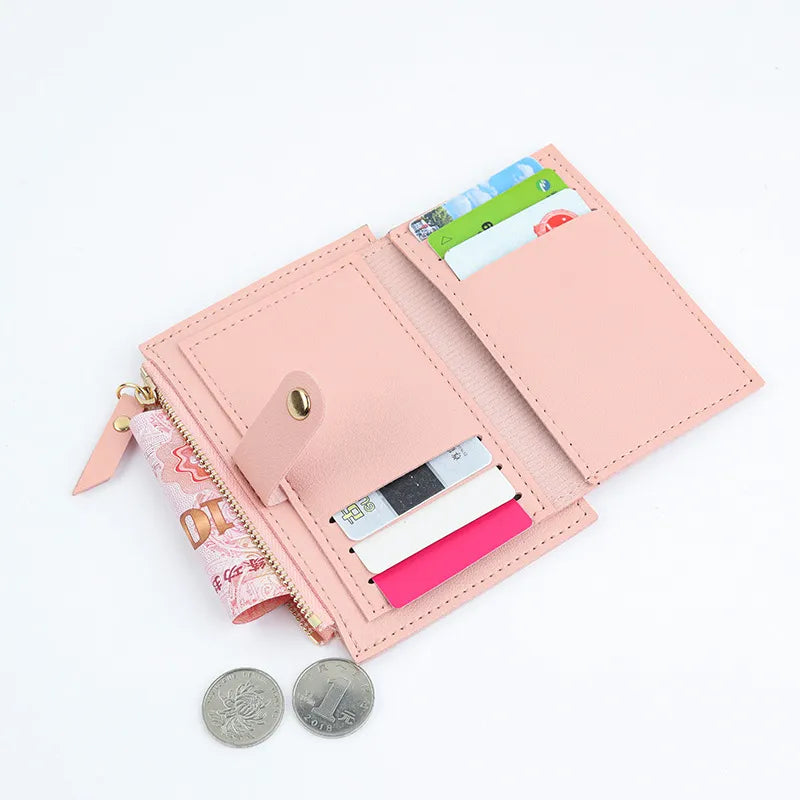 aichashi Women Wallets PU Leather Female Purse Mini Hasp Solid Multi-Cards Holder Coin Short Wallets Slim Small Wallet Zipper Hasp