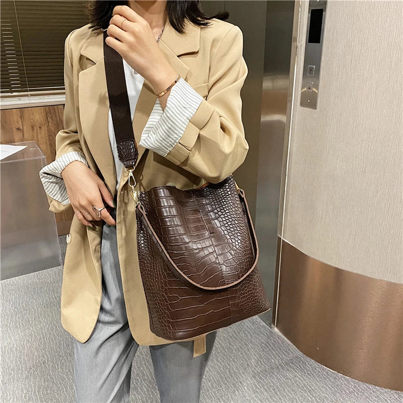 Aichashi Classical Style Stone Pattern Leather Small Crossbody Bags for Women Winter Korean Fashion Shoulder Bag Handbags