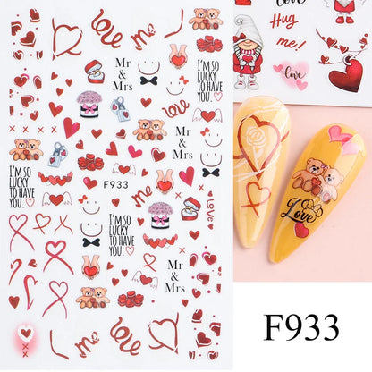 Aichashi Love Heart Nail Stickers Simple Heart Design Self-Adhesive Slider Letters Nail Art Decorations Stars Decals Manicure Accessories