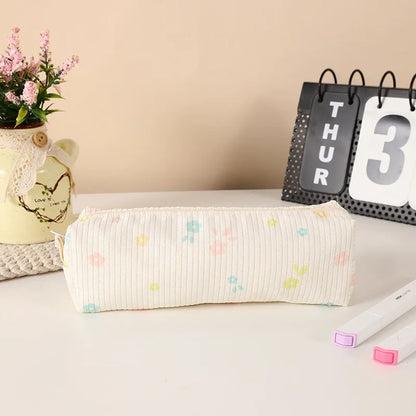 Aichashi BACK TO SCHOOL Cute Cartoon Flower Pen Pencil Bag, School Office Supplies Large-capacity Pencil Case, Student Stationery Organizer