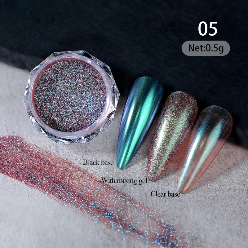 Aichashi Gradient Powder Pigment Pearl Rubbing on Nail Art Glitter Dust Aurora On Manicure Decoration Mirror Rubbing Neon Dust