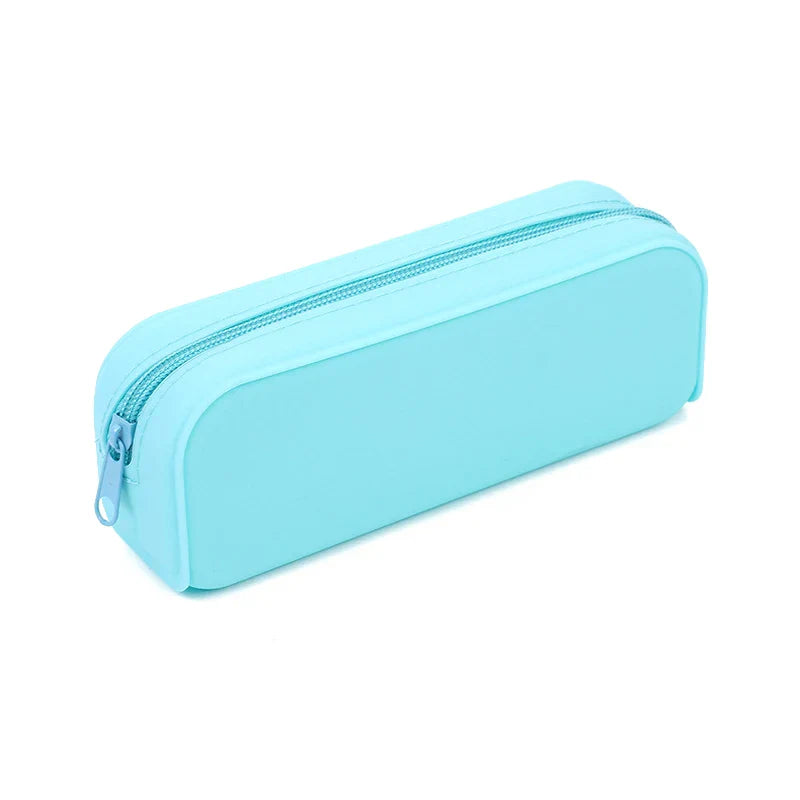 Aichashi BACK TO SCHOOL Waterproof Soft Silicone Pencil Case Candy Color Pencil Stationery Box Large Capacity Makeup Brush Storage Box Student Supplies