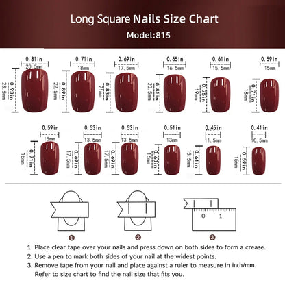 Aichashi 24 Pcs Medium Square Christmas Press On Nails Snowflake Pattern Glitter Fake Nails Glossy Artificial Finger Manicure False Nails