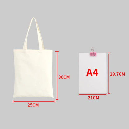 Aichashi Large Capacity Canvas Shopping Bags DIY Painting Pattern Handbag Folding Eco-friendly Cotton Tote Bags