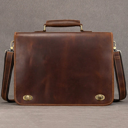 Aichashi Men's Briefcase Genuine Leather A4 File Document Handbag Male Soft Cow Leather Laptop Shoulder Bag Business Computer Bag