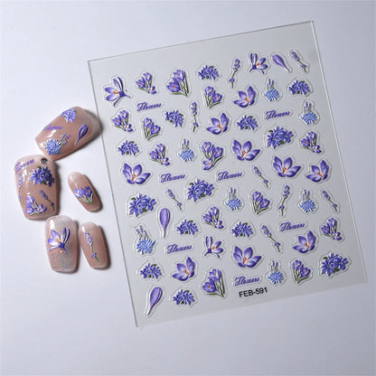 1pcs 5D Rhinestones Japanese Retro Wave Nail Art Stickers Gold Silver Self Adhesive Transfer Nail Decorations Slider Decals DIY