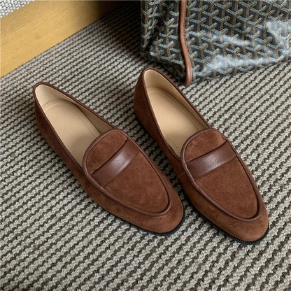 Aichashi New Spring Suede Leather Women Shoes Casual Slip-On Loafers Comfortable Simple Shoes Round Toe Shoes Woman Zapatos De Mujer