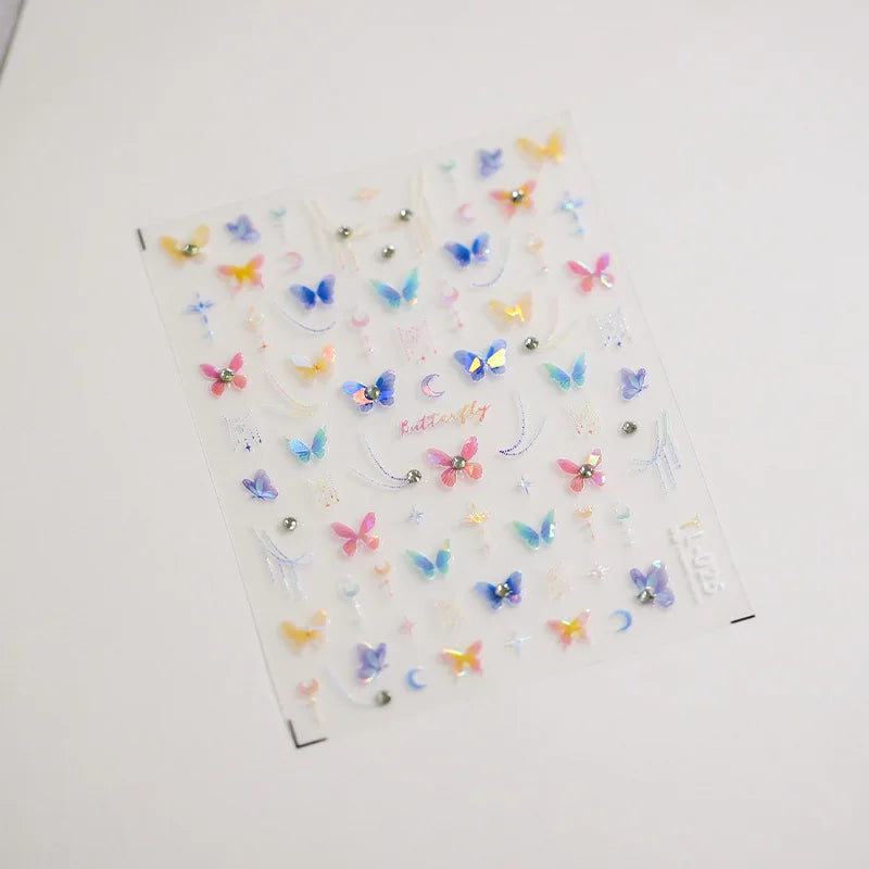 1pcs 5D Diamond White Flower Nail Art Stickers Japanese Exquisite Kawaii Acrylic Nail Decoration Decals DIY Adhesive Accessories