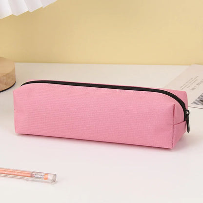 Aichashi BACK TO SCHOOL Solid Color Pencil Case Simple Pencil Bags For Student New Stationery School Supplies Kids Gift Zipper Big Cosmetic Bag