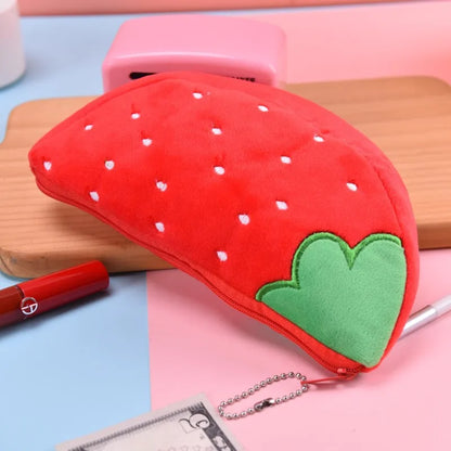 Aichashi Fruits Pencil Case Kawaii Stationery Watermelon Pencil Pouch Estuches Plush School Supplies Trousse Soft Pencil Cases For Girls