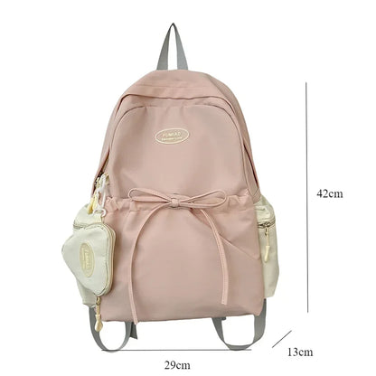 Aichashi BACK TO SCHOOL Campus Students Schoolbag Teen Girls Cute Backpack Nylon Shoulders Backpack Large Capacity Travel Backpacks Student Book Bag