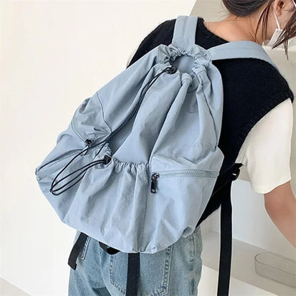 Aichashi BACK TO SCHOOL Drawsting Backpacks for Women Casual Nylon Lady Backpack Light Weight Students Bag Large Capacity Travel Sac 2024