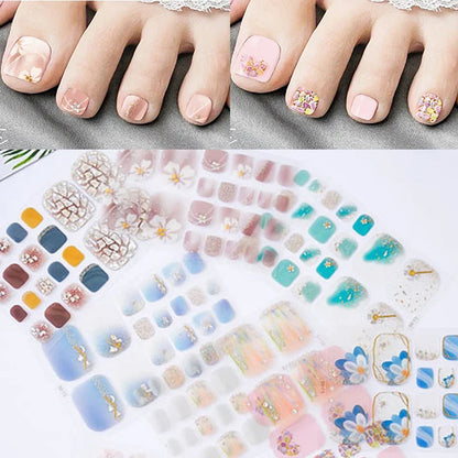 Aichashi 22 Tips Toe Nail Wraps Full Cover Nails Sticker Art Decorations Manicure Nail Vinyls Adhesive Nails Deco For Women Girls DIY