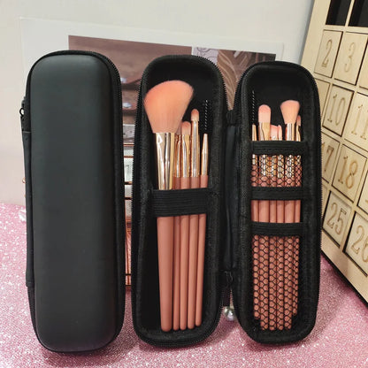 Aichashi Black Small+Large Cosmetic Storage Bags Waterproof Double Zipper Makeup Brushes Case Women Bag Portable Travel Brush Holder