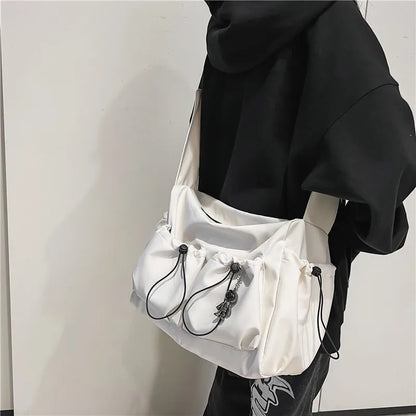 Aichashi Fashion Brand Literary Youth Shoulder Bag (female Ins Style) Solid Color Lovers Versatile Work Clothes Bag (male Canvas Bag)