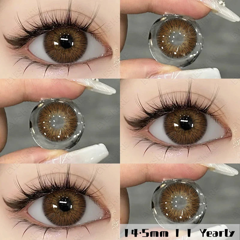 Aichashi 2pcs New Colored Contacts Lenses for Eyes Brown Eyes Contact Lenses Fashion Blue Eye Lens Yearly Makeup Contacts 14.5mm