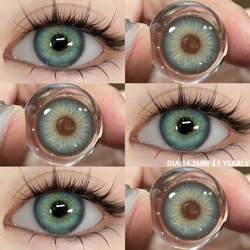 Colored Contact Lenses 1pair Natural Eye Lens Blue Eye Lenses Brown Lenses Gray Pupils Yearly Cosmetic Green Contacts