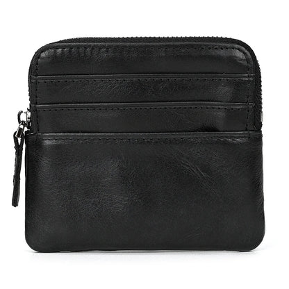 Aichashi Crazy Horse Leather Men Zipper Coin Purse Card Holder Short Wallet Women Man Mini Clutch Wallets Money Cash Short Purse