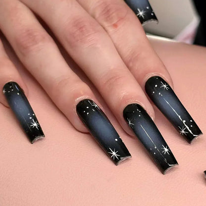 Aichashi 24Pcs Long Ballet Square False Nails Simple French 3d Curve Design Fake Nails Wearable Press on Fake Nails Full Cover Nails Tips