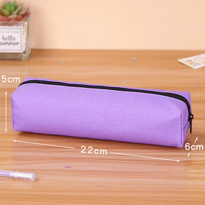 Aichashi BACK TO SCHOOL Solid Color Pencil Case Simple Pencil Bags For Student New Stationery School Supplies Kids Gift Zipper Big Cosmetic Bag