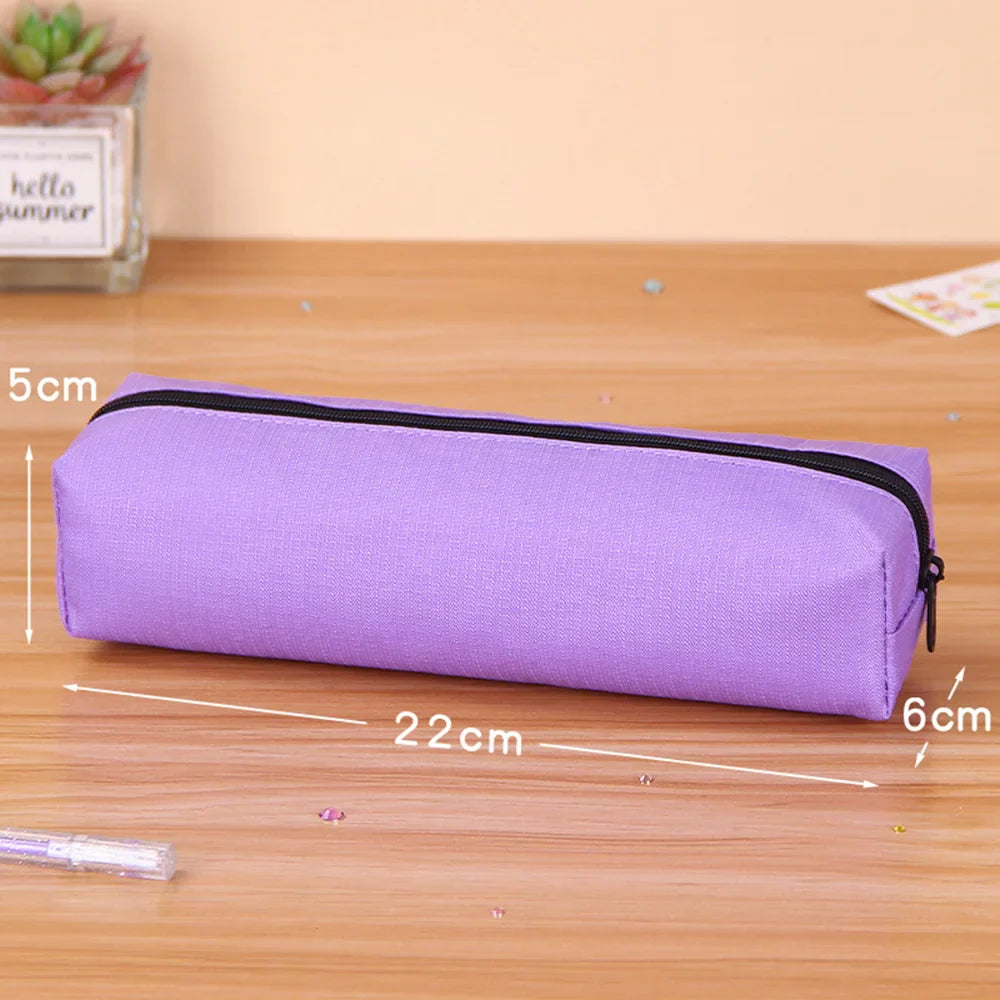 Aichashi BACK TO SCHOOL Solid Color Pencil Case Simple Pencil Bags For Student New Stationery School Supplies Kids Gift Zipper Big Cosmetic Bag