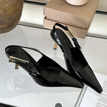 aichashi  -  New Patent Leather Design Thin High Heels Pointed Toe Women Pumps Dress Party Heels Buckle Strap Party Slingbacks Women Shoes