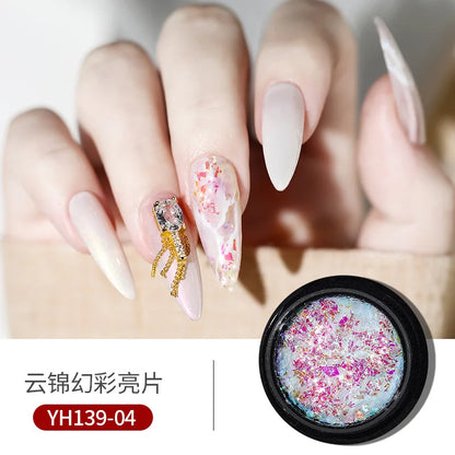 0.2g/jar Aurora Chrome Unicorn Nail Pigment Rainbow Mirror mermaid Nail Art Powder With 1-Sponge-Stick Unicorn Mirror Powder F-t