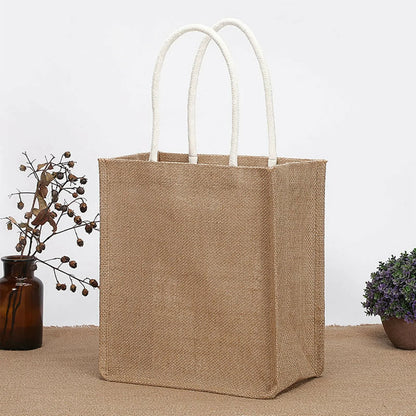 1Pcs Burlap Handbag Portable Linen Bag Retro Coarse Linen Jute Bag Reusable For Gift Bags Daily Sundries Storage Shopping Bags