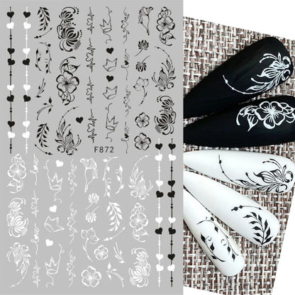 Aichashi 1PCS 3D Black and White Nail Art Stickers Nail Art Decoration Star Moon Butterfly Nail Decal Color Snake Sticker Manicure